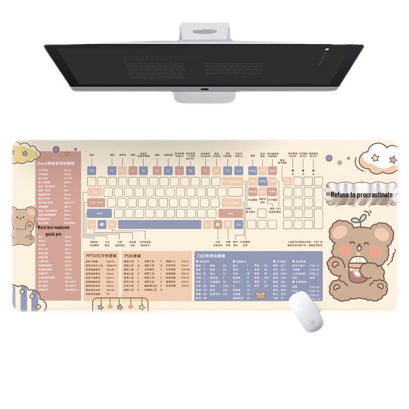 Extra Large Cartoon PS Hotkeys CAD Mouse Pad - Non-Slip Desk Mat for Keyboard & Laptop