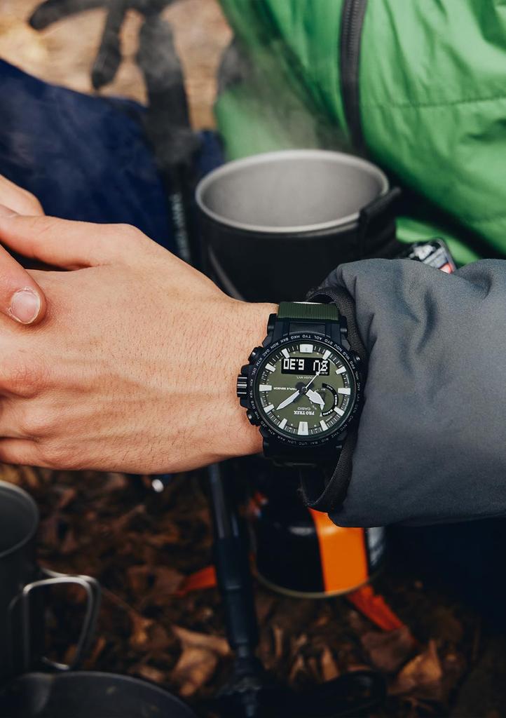Casio Pro Trek Climber Line Solar Watch with Biomass Green Radio-Controlled Plastic, PRW-61Y-3JF, Men's,