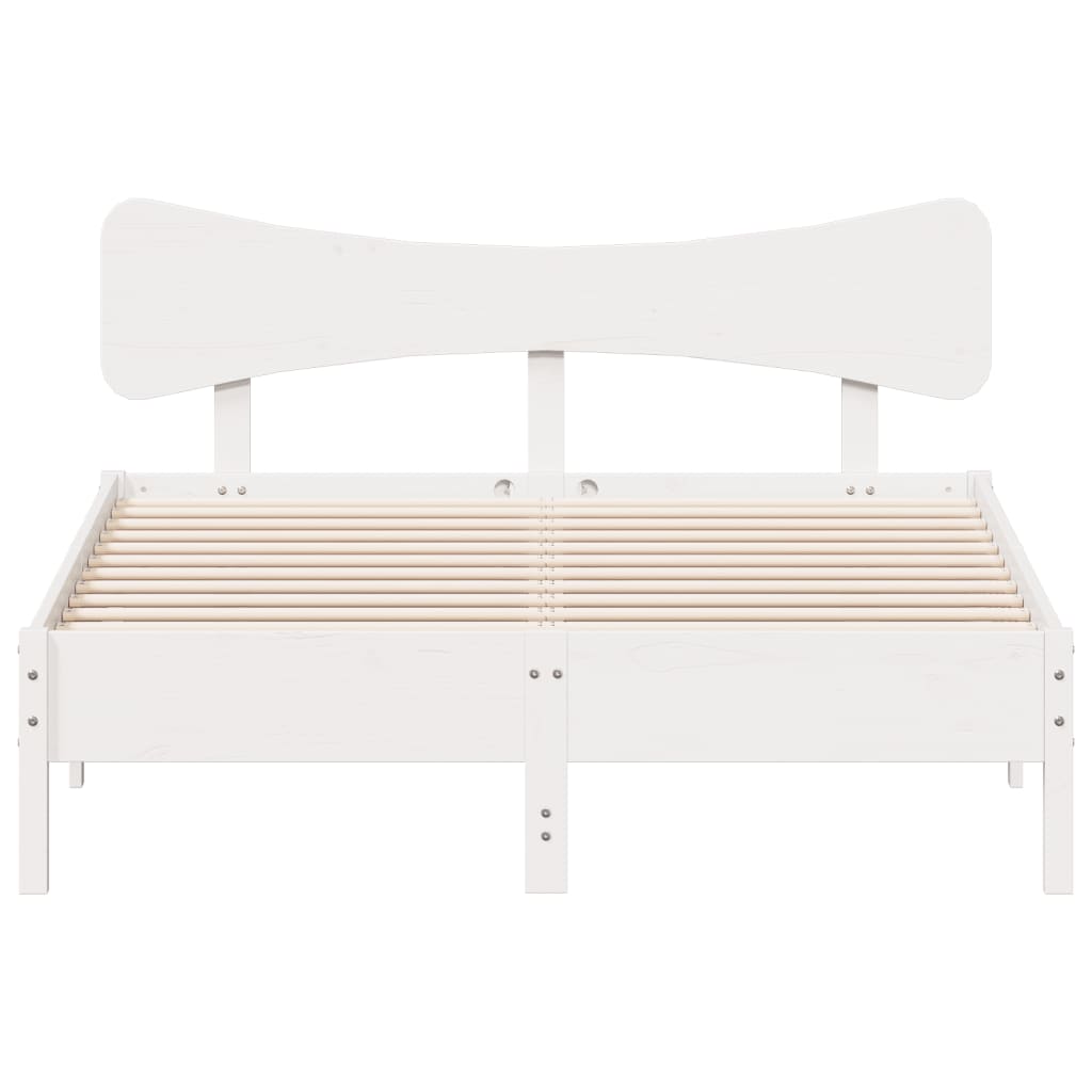 Vidaxl Bed Frame Without Mattress, White, 120X190 Cm, Solid Pine Wood