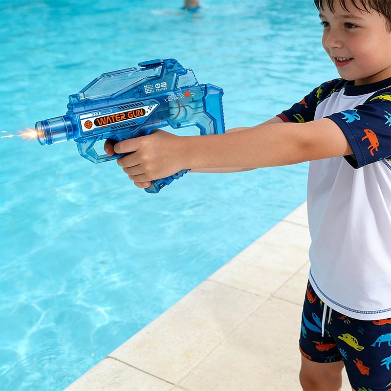 Electric Water Gun Toy Kids Water Squirt Gun with Lights and Sound Automatic Continuous Firing Watergun Beach Pool Outdoor Toy
