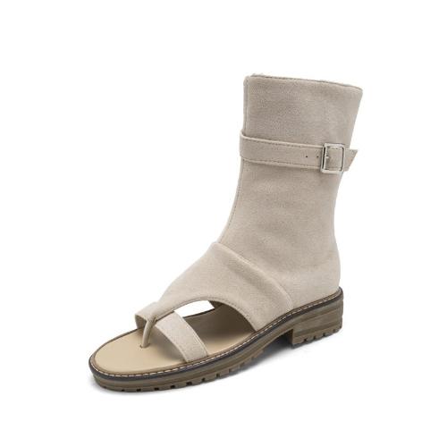 Fashion 2025 New Flip Flop Sandals Suede Short Boots Flat Beach Shoes Women Large Size Fashion Comfortable