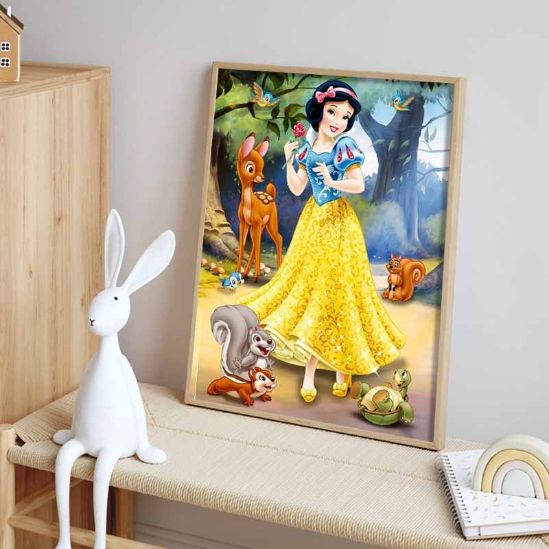 Disney Diamond Painting Snow White and The Forest Companions Themed Art Illustration 5D Cross Stitch Hanging Print 5D Puzzle MosaicEmbroideryHomeDecor