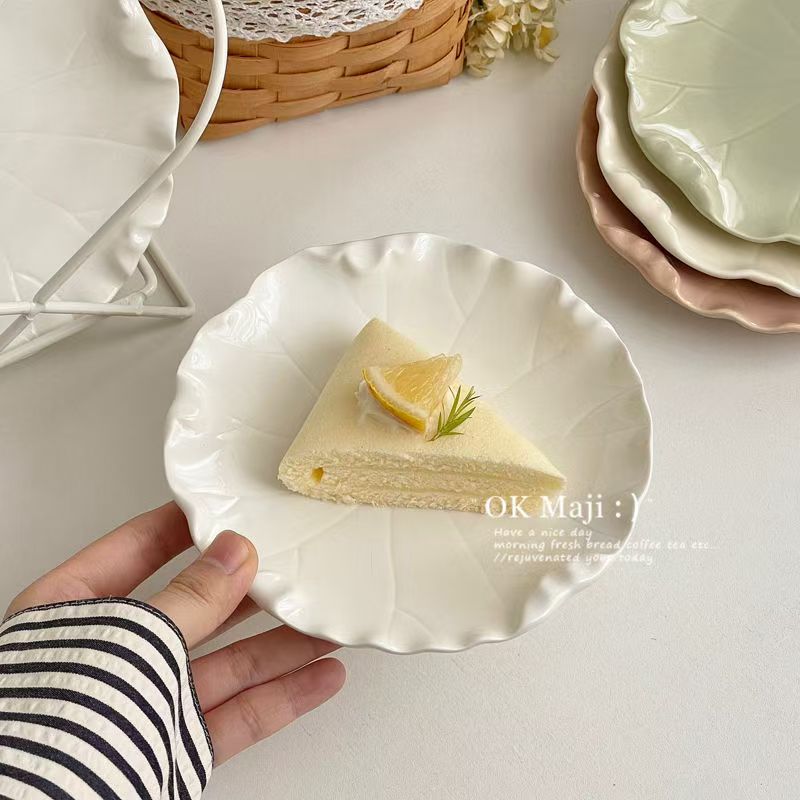 Korean Tableware Disch Plate Ceramic Snack Plate Fruit Plate Dessert Cake Plate Breakfast Dessert Dinnerware Home Dish Plate