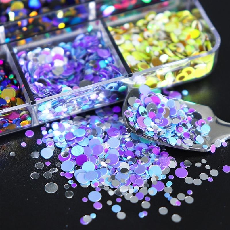 Nail Sequins,Nail Art Flake,Nail Glitter Paillette Mixed Round,3D Nail Art Stickers for Nail Decoration DIY Resin Mold