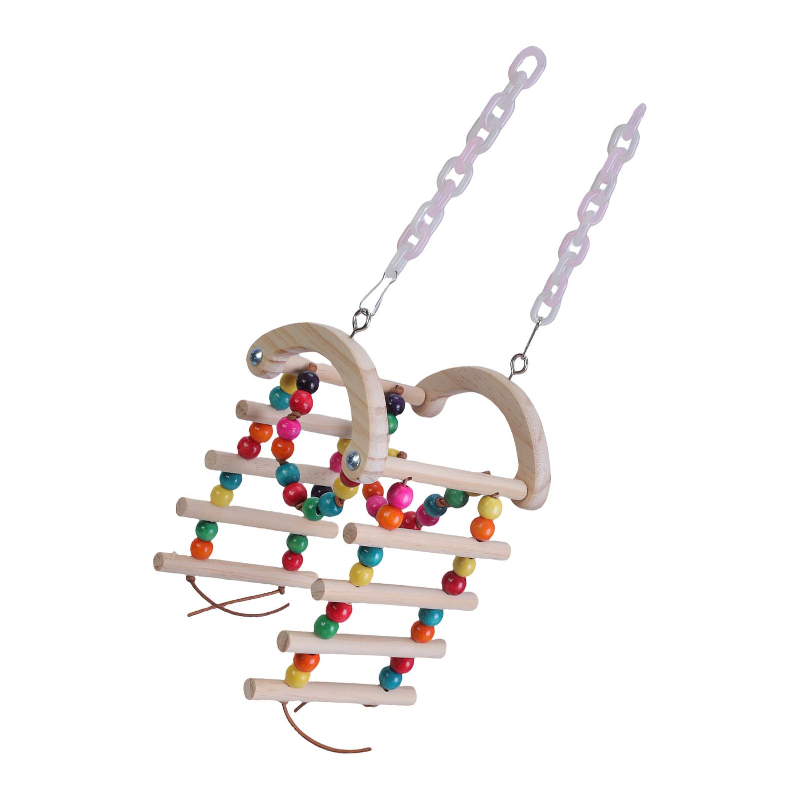 

Игрушка Лестница Качели для Клетки Попугая для Упражнений Птиц для Использования Внутри и Снаружи Подвесная и с Дизайном из Цветных Бусин Вольеры