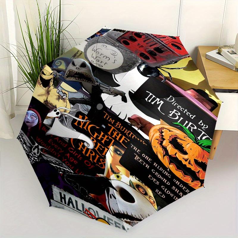 

Nightmare Before Christmas,Tim Burton Themed Automatic Opening and Closing Folding Umbrella, Reinforced 8 Ribs, Compact Travel Design, Fashi