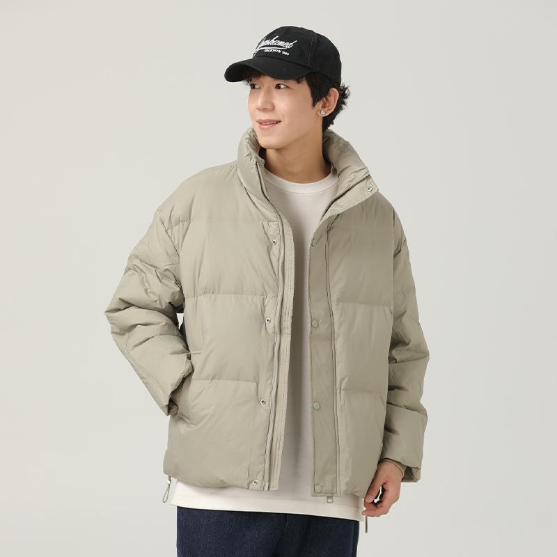 

Пуховик мужской новый зимний корейская версия для пары утолщенный и теплый однотонный воротник-стойка молодежный пуховик мужской зимний 4XL