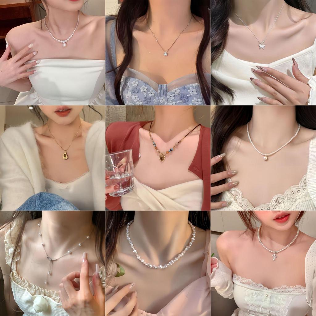 Korean Pearl Necklace: High-End Silver Clavicle Chain with Niche Design, Perfect for Light Luxury and Sweater Pendants.