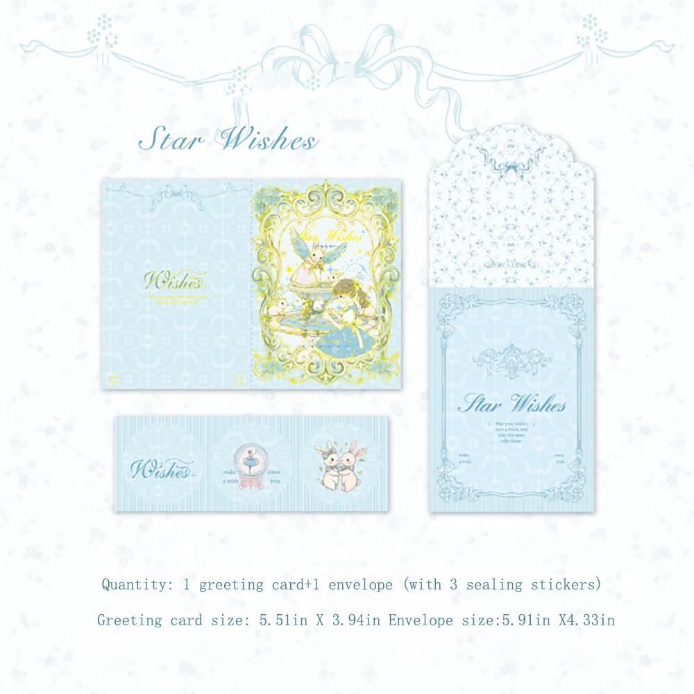 Cute Hot Stamping Greeting Card&envelope Set, Tea Party Series, Birthday Es, Message, Gift, Greeting Card, Letterhead