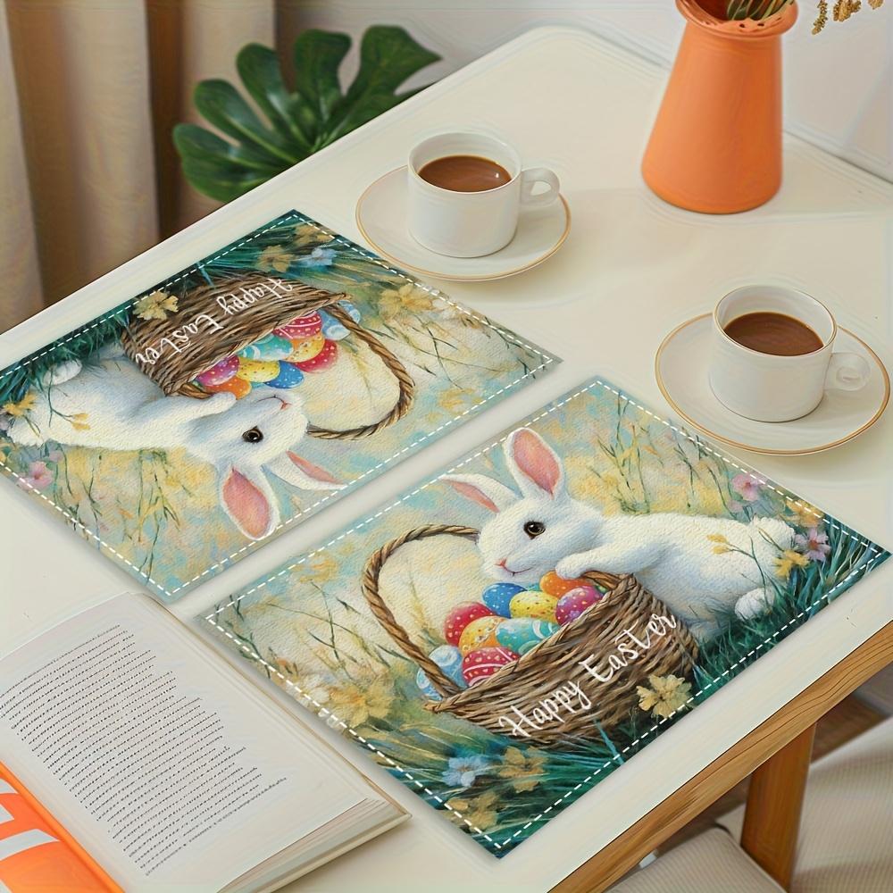 1PC Easter Bunny and Egg Pattern, Heat Resistant, Dirt Resistant, Easy To Clean Placemat, Table Festive Party Decoration
