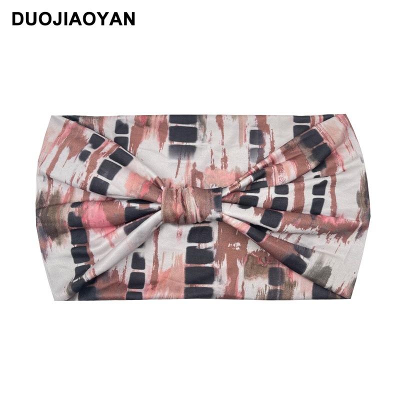 Knot Headband, Color Blocked Pattern Printed Sports Headband, Fashionable Polka Dot Wide Edge Elastic Headband