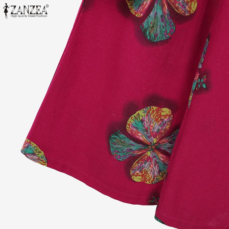 ZANZEA Women Long Sleeve Blouse and Pants Floral Print Two Piece Suit Sets