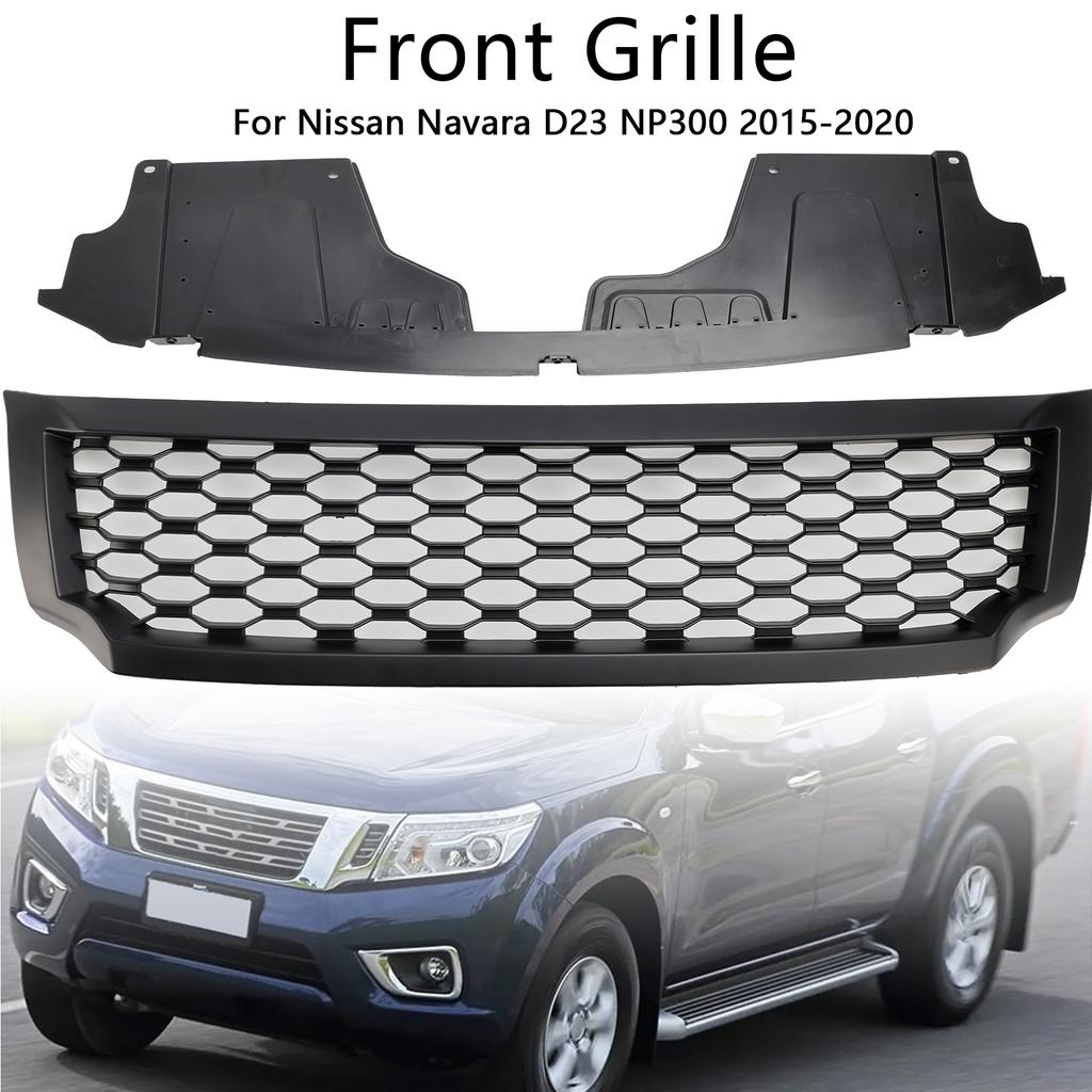 Matt Black Front Bumper Grill Grille Fit Nissan Navara NP300 D23 2015-2020