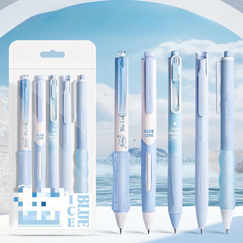 5 pièces/ensemble Ins simplicité Gel stylo coréen couleur unie 0.5MM noir mignon stylos belle papeterie stylos école étudiant/fournitures de bureau