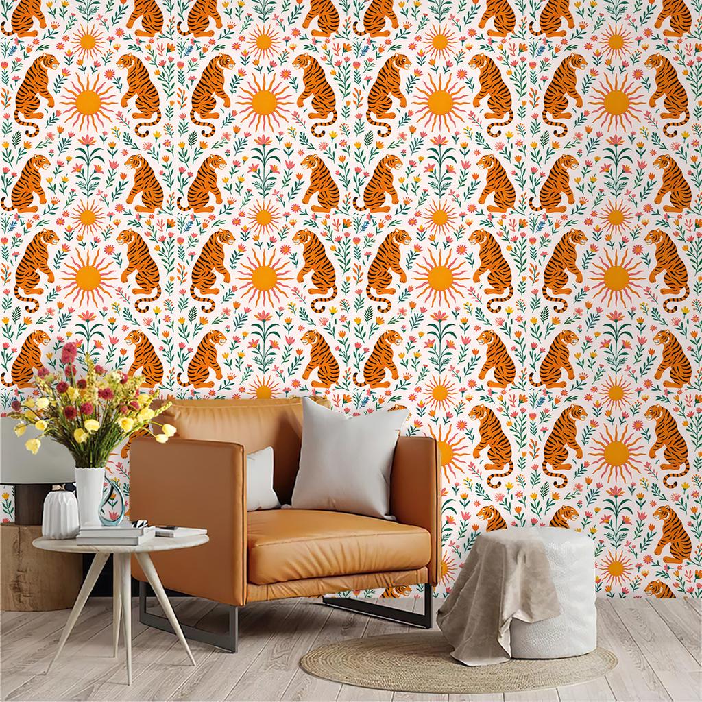 3D Wallpaper Tiger and Peacock Pattern Wallpaper Self Adhesive Bedroom Living Room Dormitory Decor Wall Mural Wardrobe Sticker