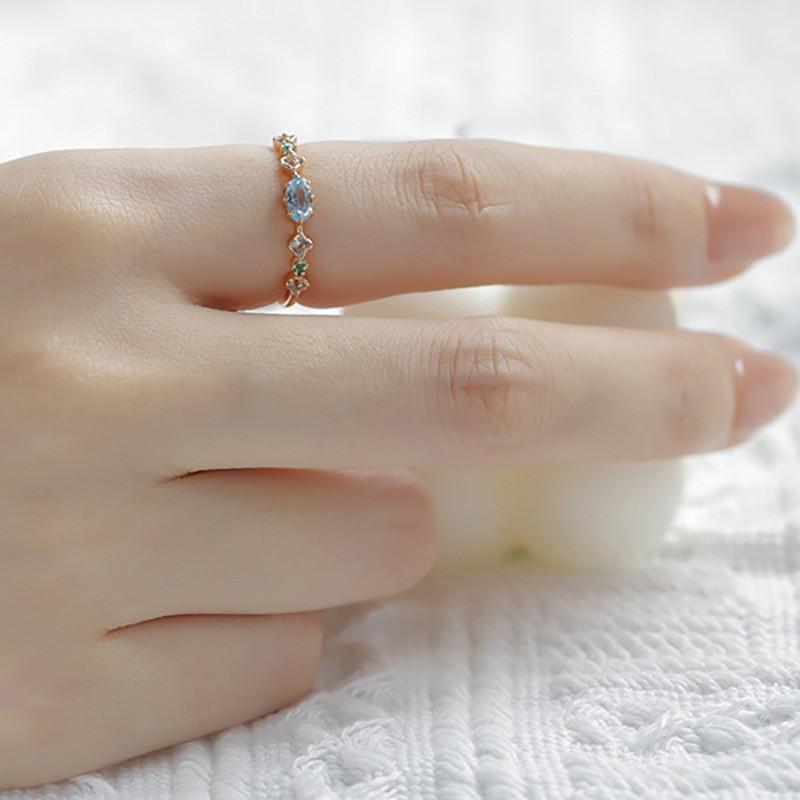 Open Ring Fashionforward With Captivating Blue Topaz Gemstone For Women Stylish Everyday Accessory