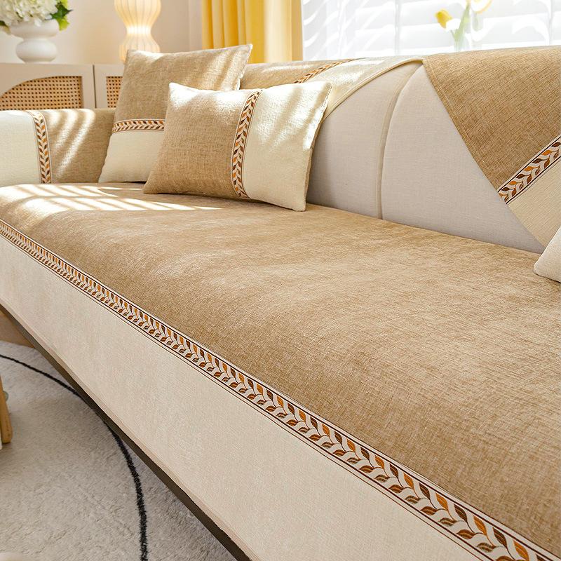 Chenille-Sofakissen, Vier-Jahreszeiten-Universalkissen, schlichtes, modernes, rutschfestes Sofabezug, Staubschutztuch