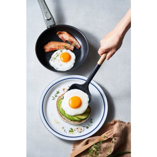 Kevnhaun Silicone Turner with Wooden Handle, Natural Wood Spatula, Thin Tip for Easy Scooping, Won't Scratch Pots or Pans, Nordic Style, KDS.4297