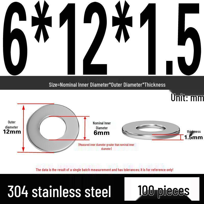 Thickened 304 Stainless Steel Flat Washer Spacer (M2-M36)