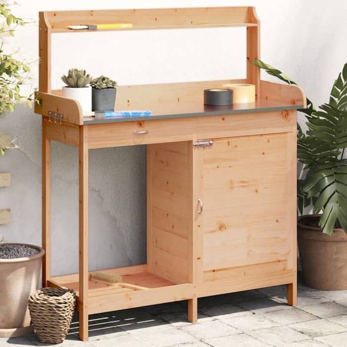 VidaXL Potting Table with Cabinet, Planting Table with Storage, Potting Bench, Plant Table, Brown Wood 156344