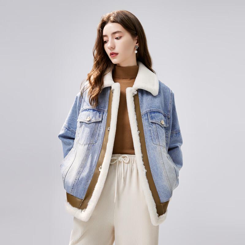 

Женская короткая пуховая куртка в корейском стиле, пэчворк из денима M