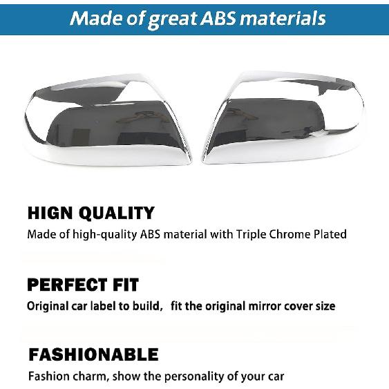 Chrome Mirror Covers Caps Fit for 2007-2019 Toyota Tundra 2008-2014 Toyota Sequoia