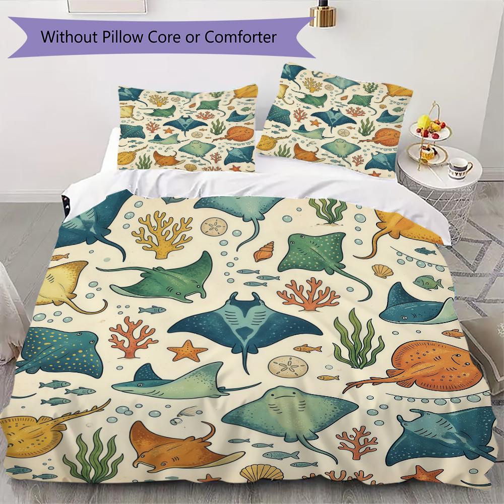 Retro Octopus Pattern Bedding uilt Set uilt Cover Pillowcase Home Decoration Birthday Gift (1 * duvet cover + 2 * pillowcase without core)