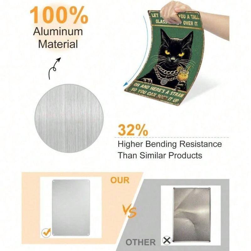 Vintage Metal Poster Wall Art Funny Cat for Garage Bar Home Office