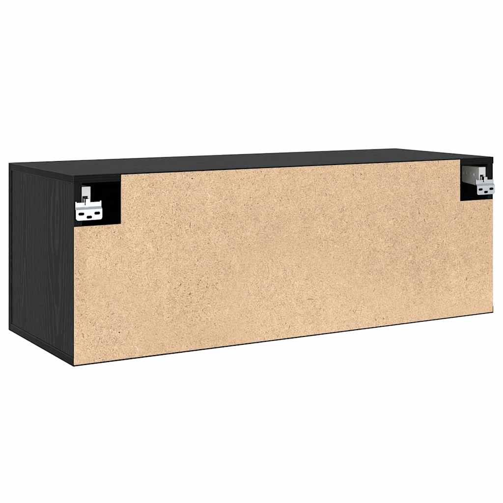 Wall Mounted Cabinet Black Oak Effect 100 x 36.5 x 35 cm