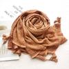 Solid Color Literary Retro Scarf Autumn and Winter Men's Scarf Bark Ball Scarf Women's Shawl Bag Turban