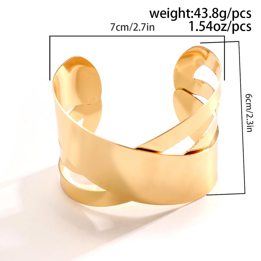 Exaggerated Punk Smooth Cross Open Cuff Wide Bangle for Women Gypsy Heavy Metal Chunky Arm Bracelet Grunge Jewelry Steampunk Men