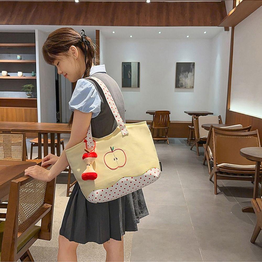 Message Bag Fruits Shoulder Bag Solid Color Nylon Tote Bag Fashion Funny Handbag Travel
