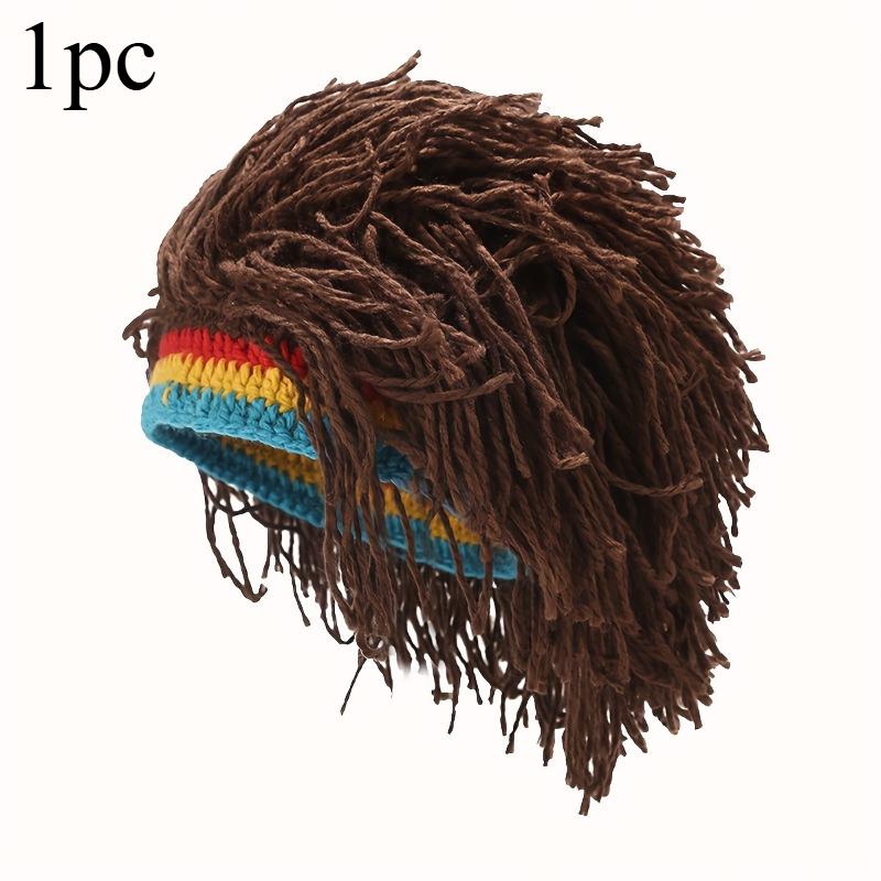 Unisex Synthetic False Braid Dreadlock Wig Beanie Caps Handmade Crochet Hat Gorro Rasta Jamaica African Party Hip Hop Dance Hat