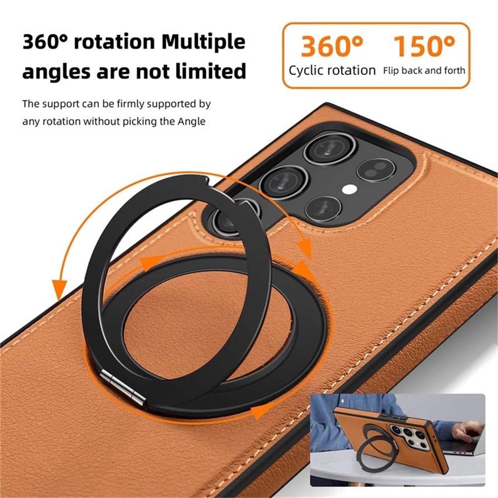 360° Rotation Stand Holder Leather Magnetic Case For Samsung Galaxy S26 S25 Ultra S24 S23 S22 Plus Wireless Charge Bumper Cover