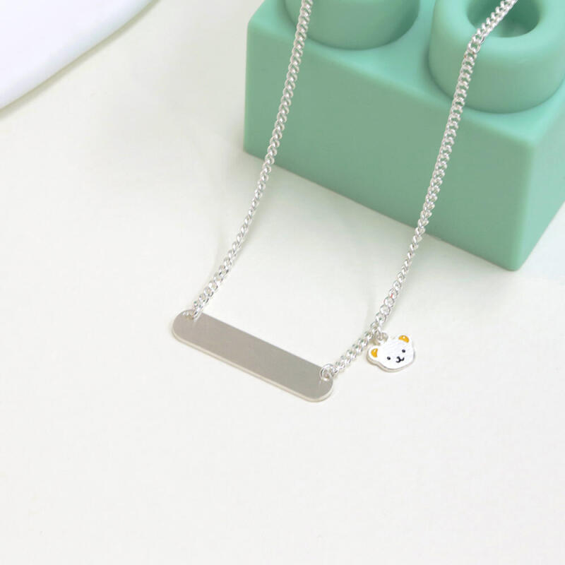 

925 Silver Teddy Bear Stick Children s Lost Prevention Necklace