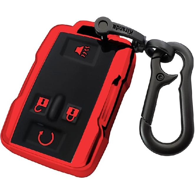 For Chevrolet Key Fob Cover Case With Metal Buckle,Soft TPU Key Shell/Skin,4-Buttons Fit GMC Chevy Colorado Silverado Suburban Tahoe Silverado Remote