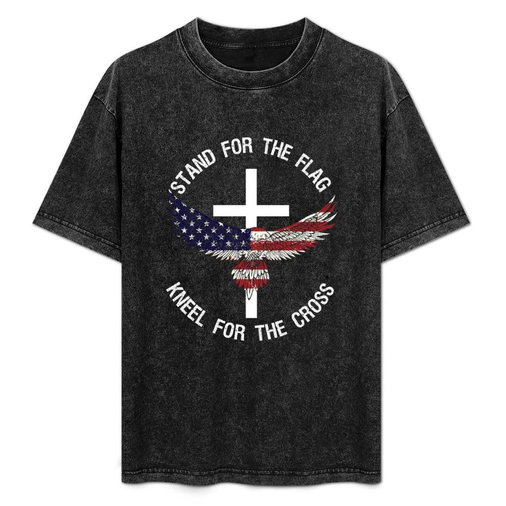 Stand For The Flag Kneel For The Cross Tshirt Work Wear Simple Tee Shirt