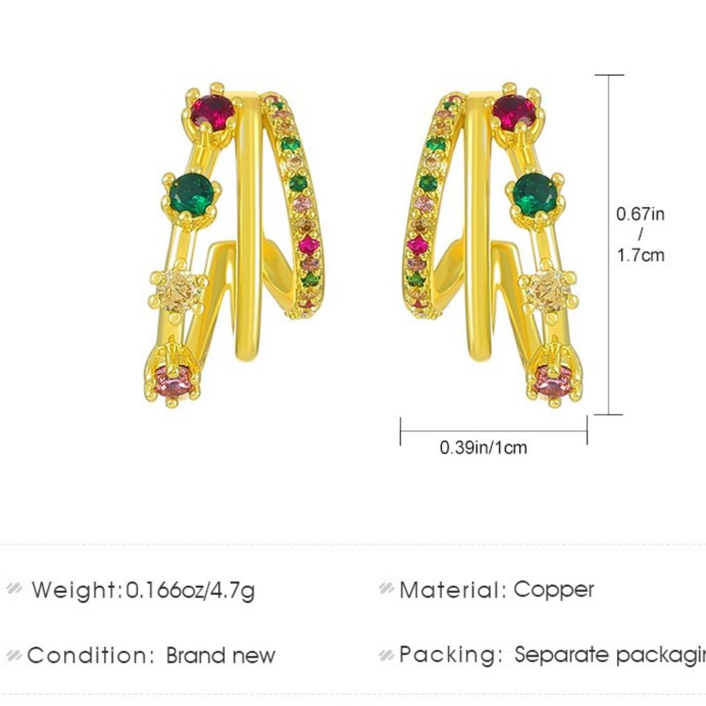 Niche Design Sense Three-claw Diamond Stud Earrings Female Simple Temperament Hollow C-shaped Earrings