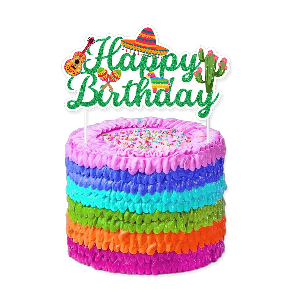 Mexican Carnival Theme Party Decoration Birthday Flag Cake Plug Balloon Customization