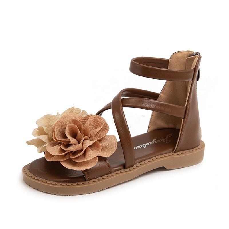 New summer Korean floral princess sandals, versatile beach shoes for girls