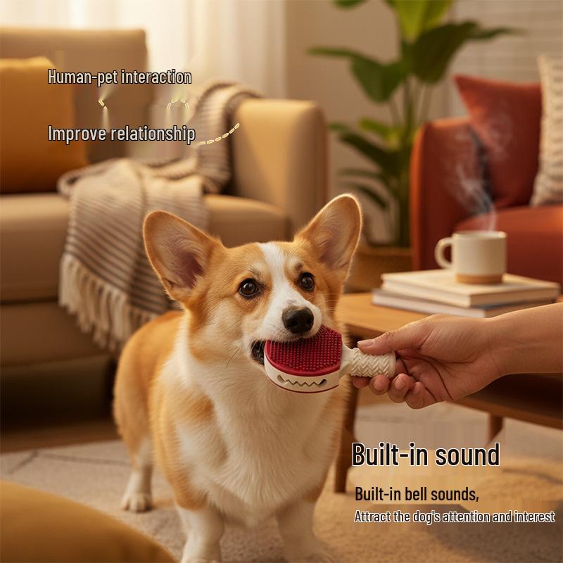 Durable Rubber Chew Stick & Treat Dispenser for Dogs - Interactive Badminton Ball Toy for Training & Self-Entertainment