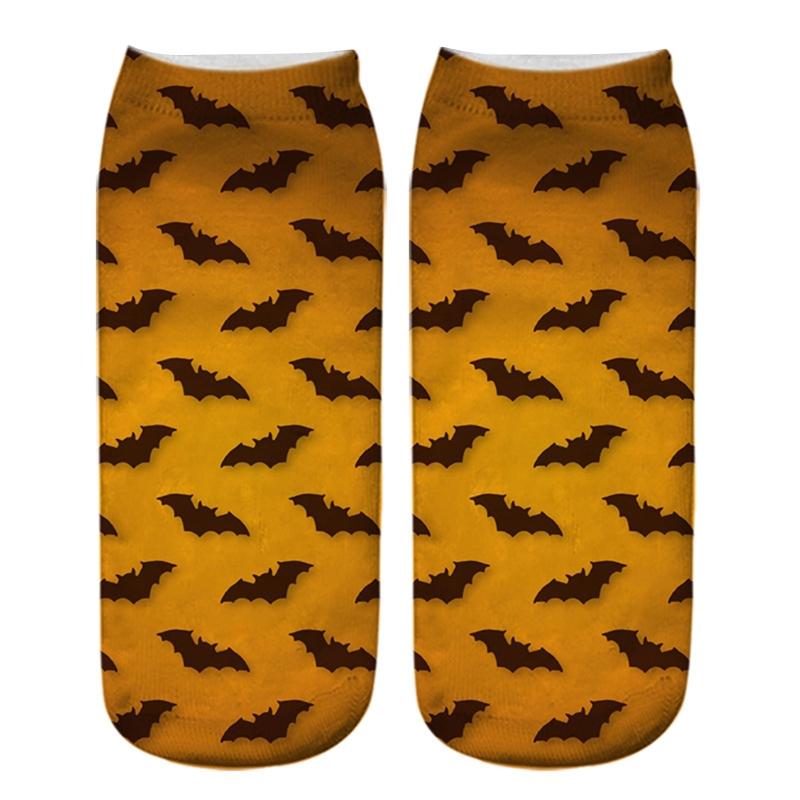 Halloween Cartoon Pumpkin Witch for Cat 3D Printed Short Ankle Socks Gift for Wo