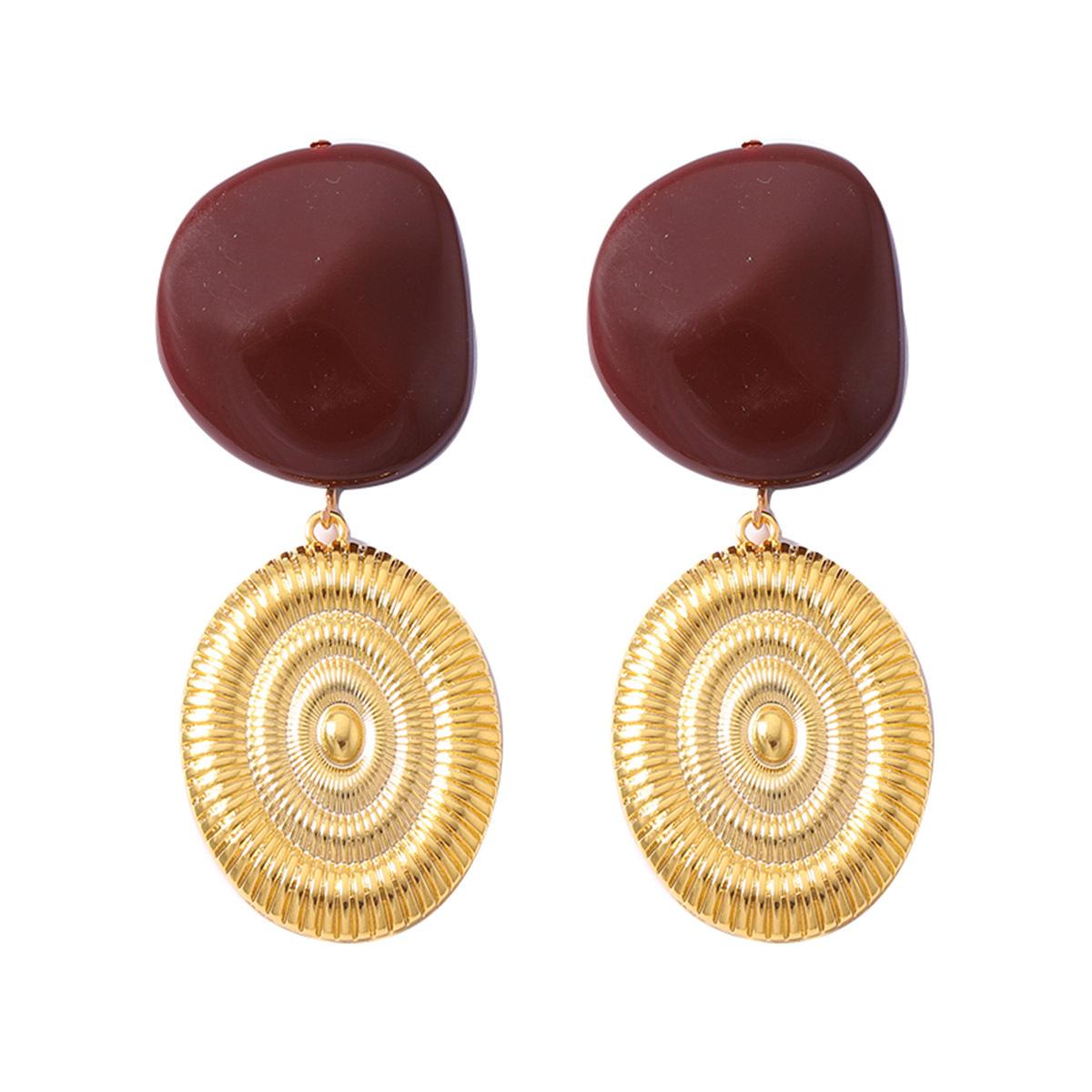 Irregular Geometric Resin Pendant Earrings for Women Ladies Temperament Vintage Metal Shell Drop Earrings Jewelry Accessories