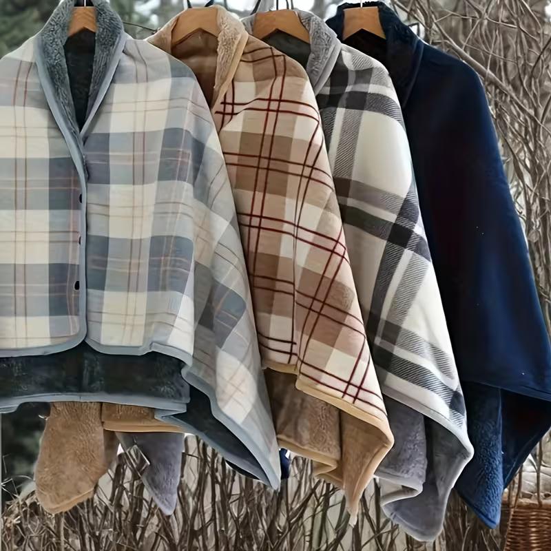 2026 New Warm Shawl, Cold-Proof Cover Blanket, Thickened Plaid Postpartum Cover Blanket, Nap Blanket, Multi-Functional Blanket