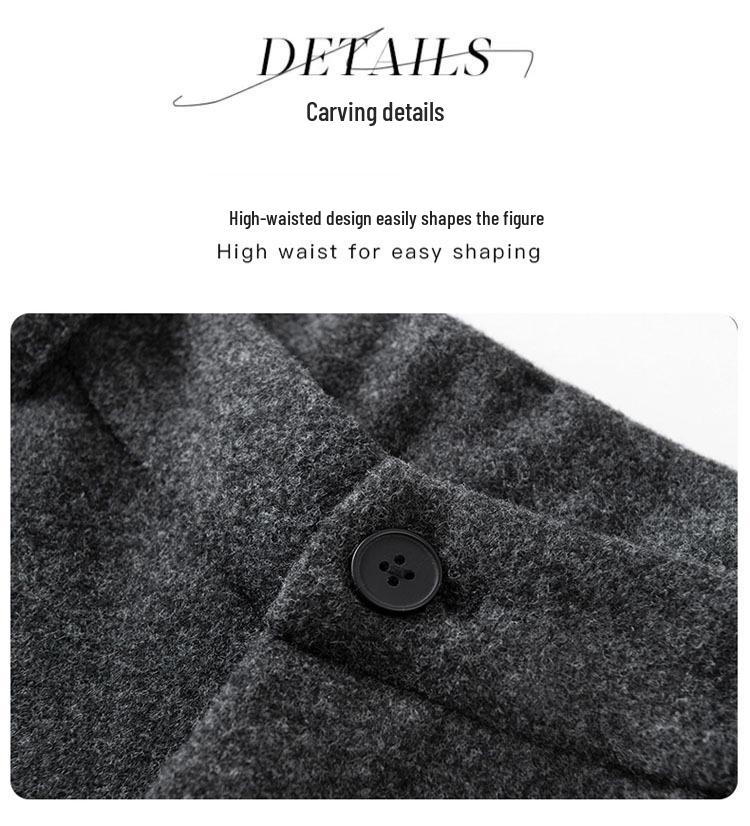 Women's 2025 High-Waist Pleated Wool Scimitar Pants: Autumn/Winter Wide-Leg, Plus Velvet, Warm, Casual, Banana Pants.