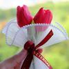 1PC Creative Room Decor Pearl Mesh Fake Flower Bouquet Mini Tulip PU Mini Artificial Flower Bouquet Handicraft Gift Gift Decor