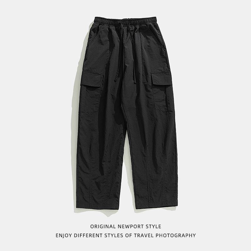 Anti-splashing texture slightly wrinkled fabric tooling casual pants spring new loose three-dimensional sticker mountain outdoor trousers q