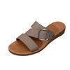 Summer open toed metal belt buckle flat bottomed comfortable beach sandals
