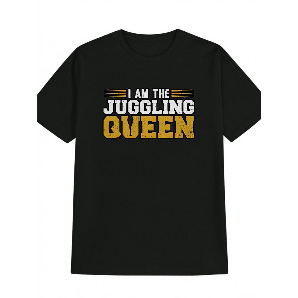 

Men s Casual Crew Neck T-Shirt I m a Juggling Queen Three Orange Printed Tops Men s Gift 3XL