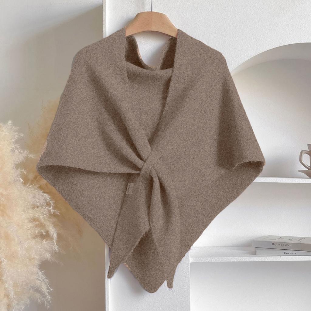 Women's Fashionable Knitted Shawl Wool Open Collar Shoulder Top Shawl Scarf